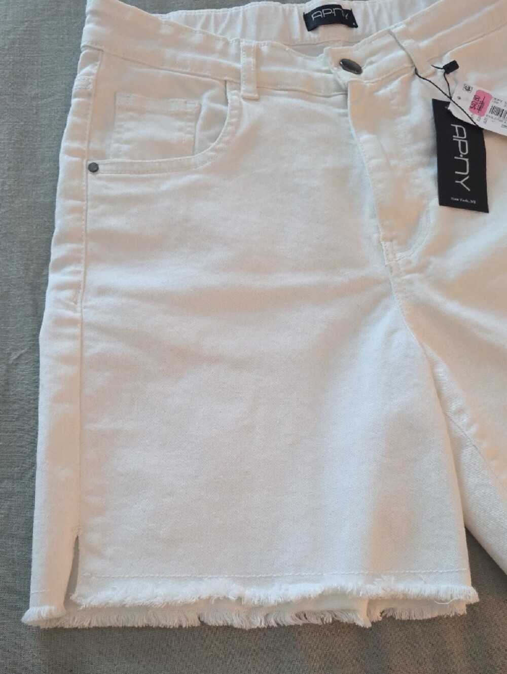 APNY White Frayed-Hem Denim Shorts - Picture 3 of 5